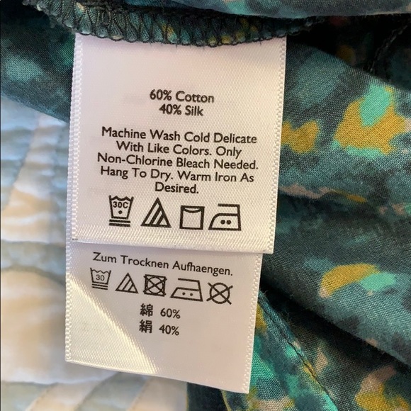 Green print sleeveless blouse large Eddie Bauer - Picture 7 of 7